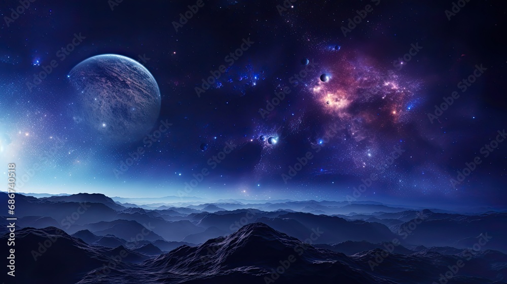 Planets, stars and galaxies in outer space showing the beauty of space ...
