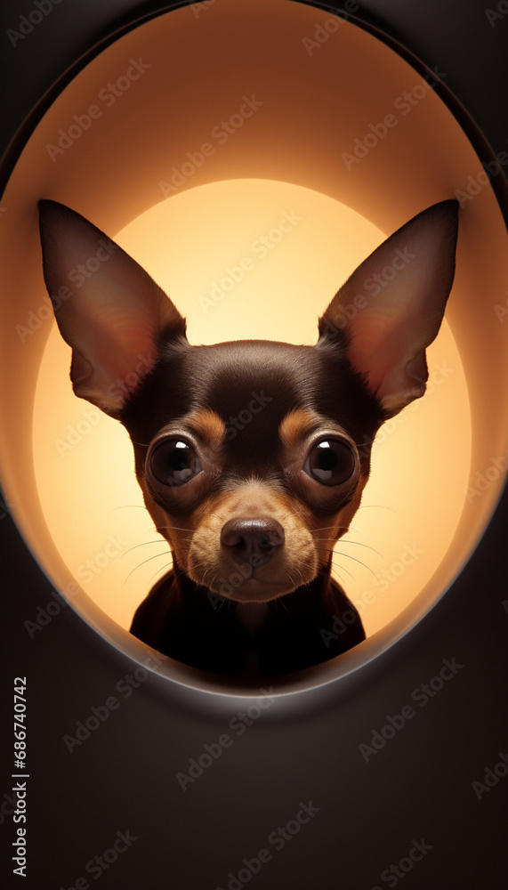 centered view, extreme close up of a cute chihuahua black and brown created with Generative Ai centered view, extreme close up of a cute chihuahua black and brown created with Generative Ai