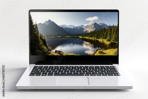 Laptop with modern frameless design, generative ai