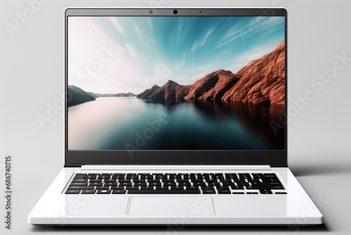 Laptop with modern frameless design, generative ai