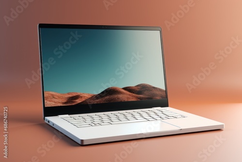 Laptop with modern frameless design, generative ai