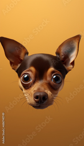 centered view  extreme close up of a cute chihuahua black and brown created with Generative Ai