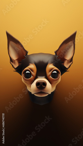centered view, extreme close up of a cute chihuahua black and brown created with Generative Ai © Andrii Yablonskyi