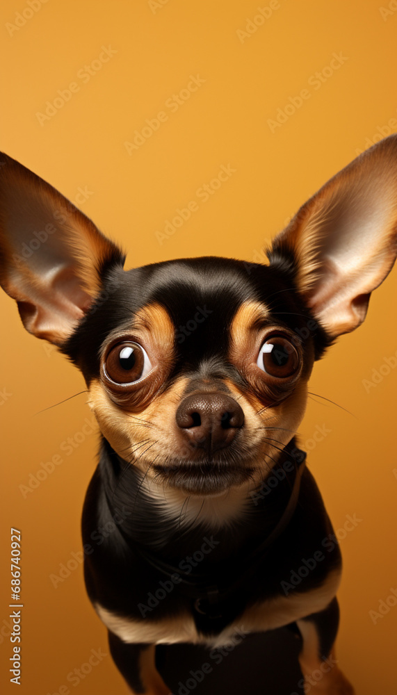 centered view, extreme close up of a cute chihuahua black and brown created with Generative Ai centered view, extreme close up of a cute chihuahua black and brown created with Generative Ai