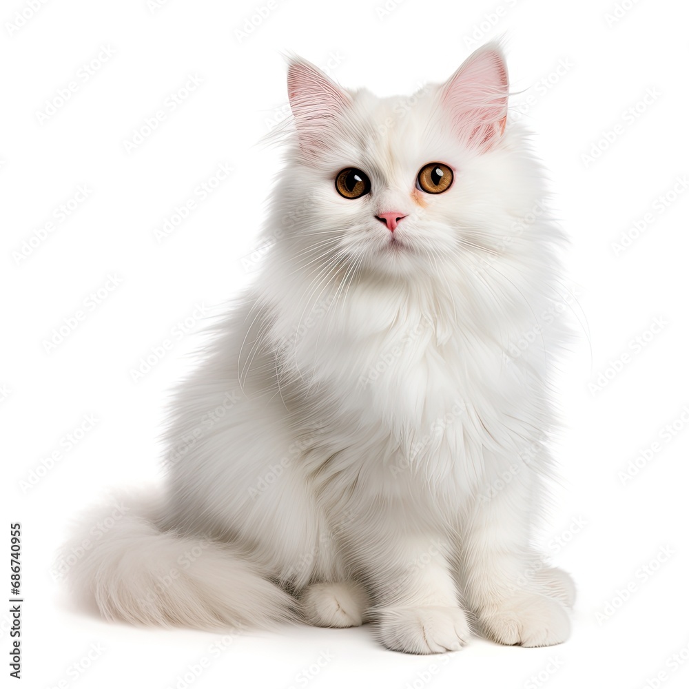 white cat white background