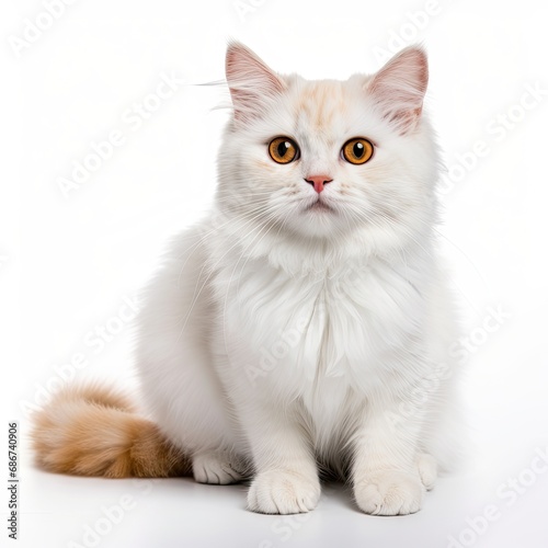 white cat white background © FryArt Studio
