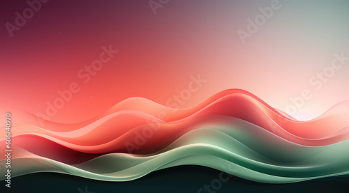 Gentle waves of green and pink flow gracefully in a silky abstract design.