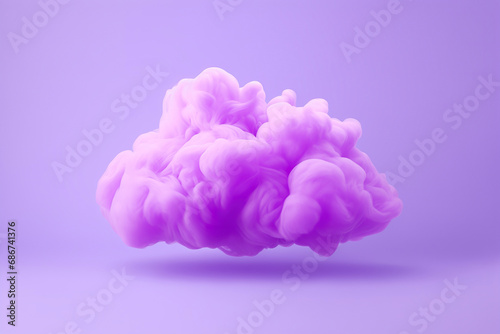 Realistic purple fluffy cloud isolated on purple background