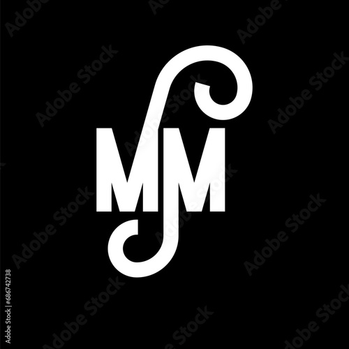 MM Letter Logo Design. Initial letters MM logo icon. Abstract letter MM minimal logo design template. M M letter design vector with black colors. mm logo photo