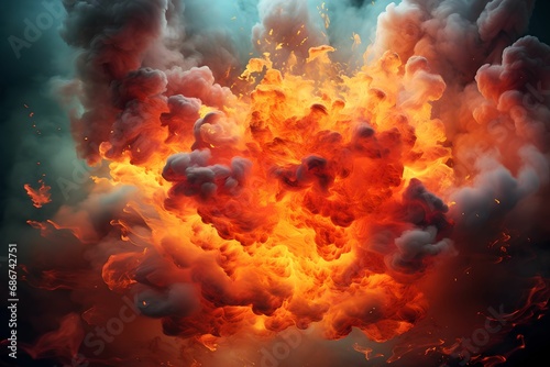 Controlled Intensity in Seamless Explosion Illustration, fire, smoke, burst, energy