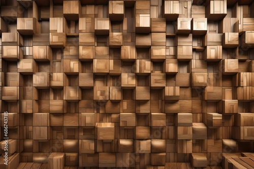 Timber  Wood Wall background with tiles. 3D  tile Wallpaper with Soft sheen