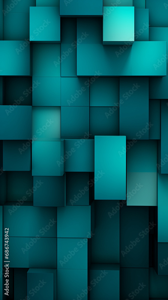 A sophisticated design of interlocking teal squares creating a 3D effect as a photography background created with Generative Ai A sophisticated design of interlocking teal squares creating a 3D effect as a photography background created with Generative Ai