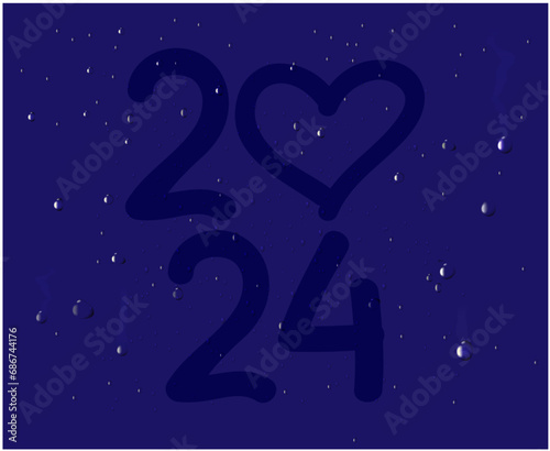 2024 Happy New Year Holiday Blue Abstract Graphic Design Vector Logo Symbol Illustration