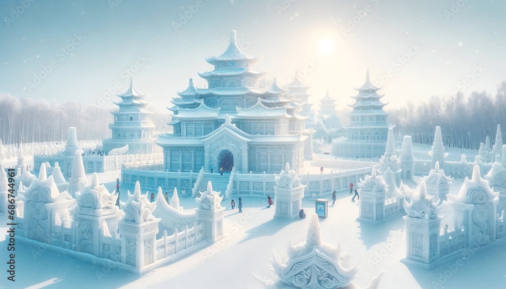 Harbin international ice festival background in Harbin, China. Harbin international ice festival background in Harbin, China.