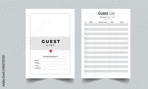 Guest List Planner design layout template with cover page design template. Guest List Tracker, Guest List Template