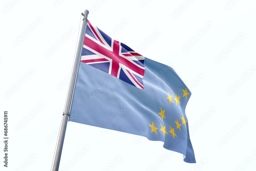 Fototapeta premium Tuvalu flag waving isolated on white background