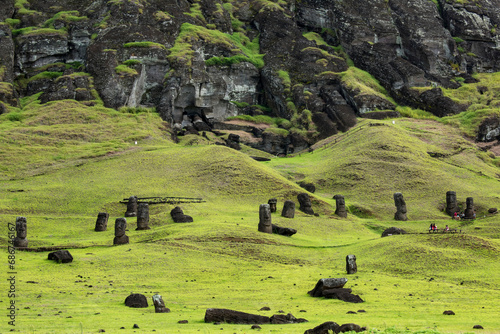 Moai at Rano Raraku Quarry on Easter Island; Hanga Roa, Easter Island, Chile photo