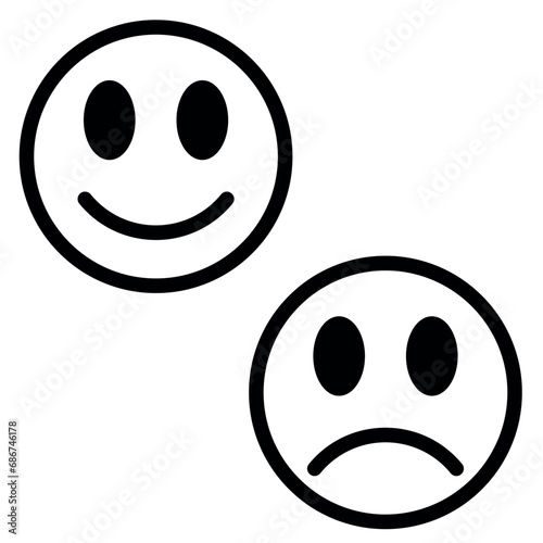 Ikony emocji. Buźka radości i smutku.