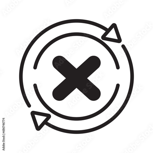 Cancel Vector Icon. x or reject line art vector icon for apps and websites. cancel icon, vector illustration. Flat design style. vector cancellation icon illustration isolated on White background
