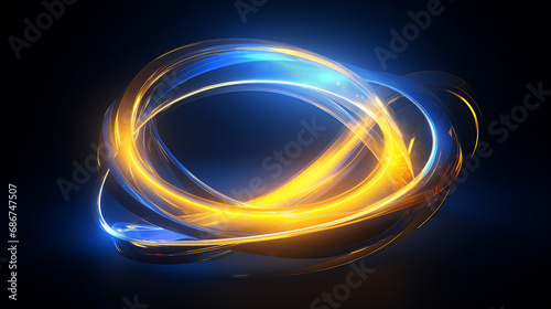 Vibrant Blue and Yellow Motion Circle Light Effect - Abstract Design with Dynamic Energy, Creative Flow, and Modern Artistic Patterns for Mesmerizing Backgrounds.