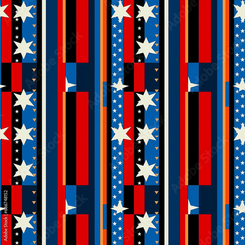 christmas fabrics plaid with stars and stripes, seamless pattern background