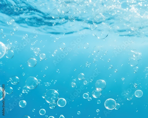 underwater bubbles in clear blue water - ai-generated