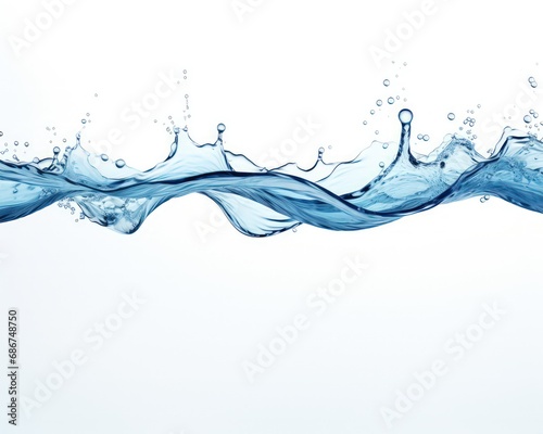 clear blue waving waterline separated on white background, overlay - ai-generated