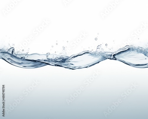 clear blue waving waterline separated on white background, overlay - ai-generated
