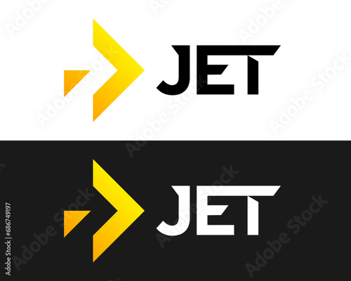 Abstract shape flying jet transportation logo design.

