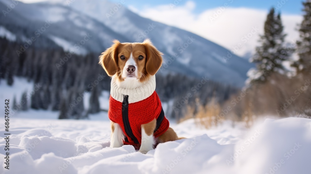 Beagle Christmas dog background. Happy New Year, Merry Christmas concept. Portrait of Cute Beagle puppy breed wearing Santa hat on festive decoration backdrop.. Beagle Christmas dog background. Happy New Year, Merry Christmas concept. Portrait of Cute Beagle puppy breed wearing Santa hat on festive decoration backdrop..