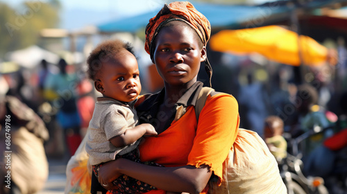 African refugee mother and her baby photo