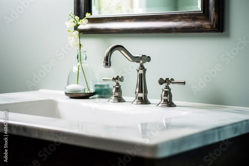 Faucet and sink decoration in bathroom interior - Vintage Light Filter