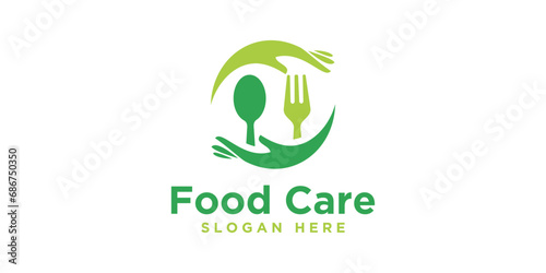 Food Care logo design template, Restaurant care logo, food shop care, design vector, healthy food