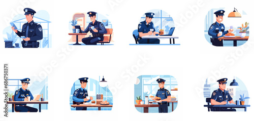 The daily work and life of a policeman photo