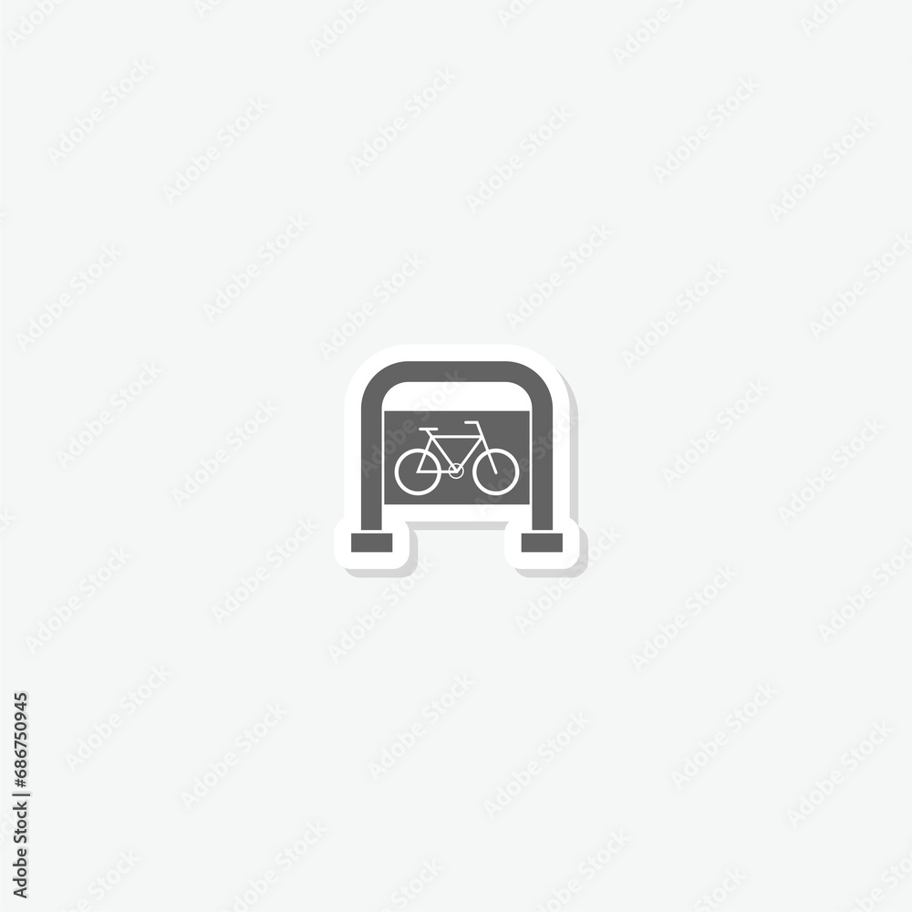 Park bicycle area place icon sticker isolated on gray background Park bicycle area place icon sticker isolated on gray background