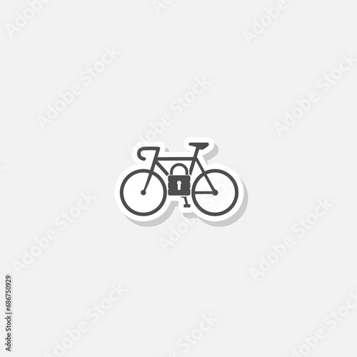 Bicycle parking lock icon sticker isolated on gray background