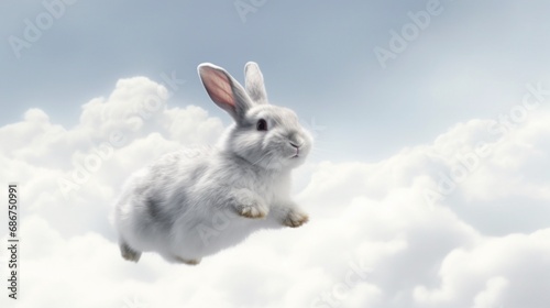 Rabbit fly in the sky Ai Generative © Abonti