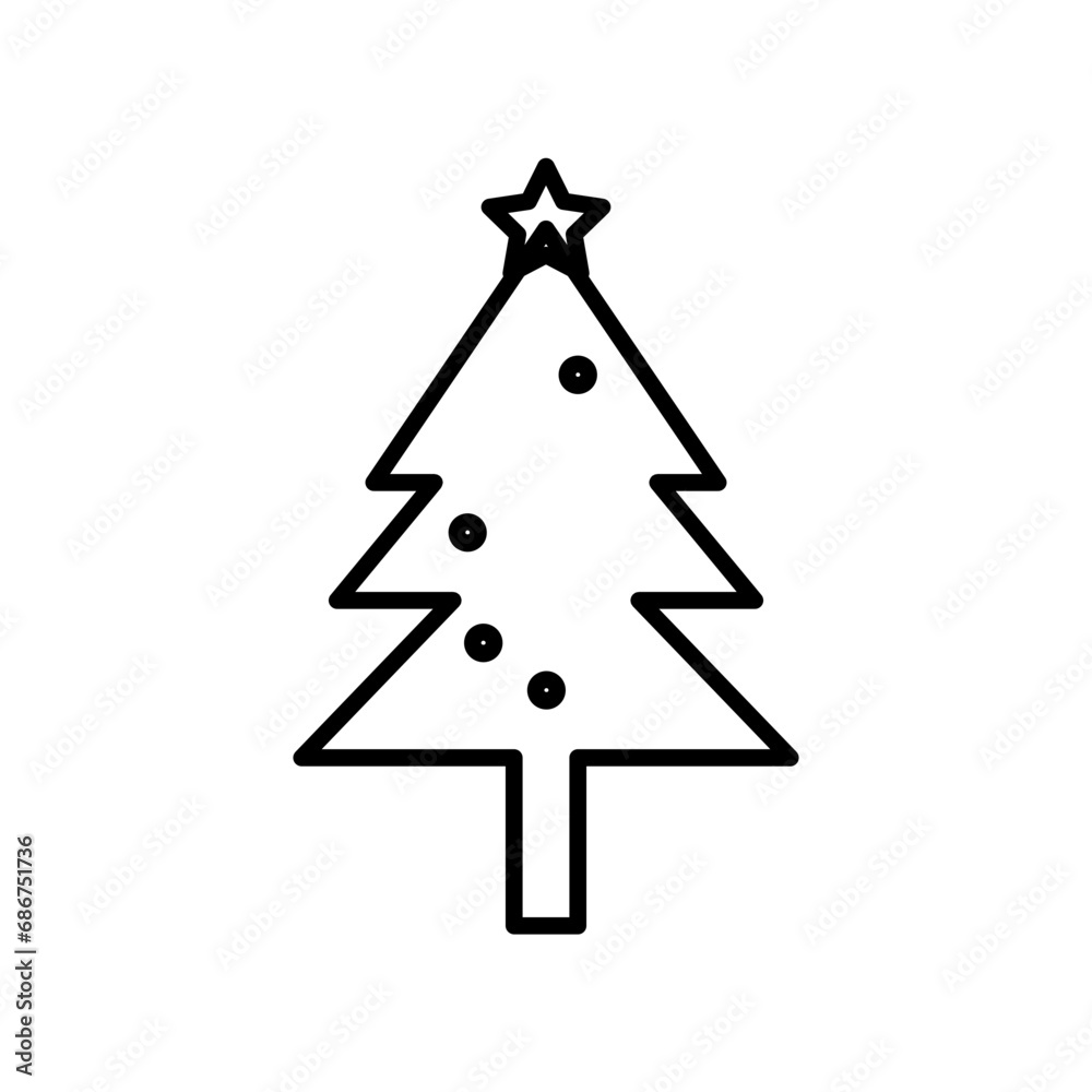 Christmas tree line icon