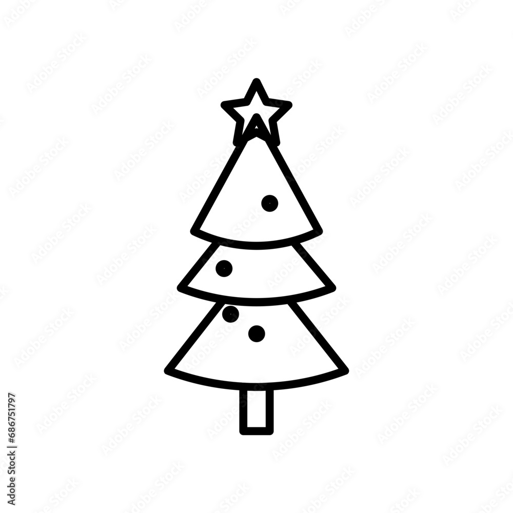 Fototapeta premium Christmas tree line icon