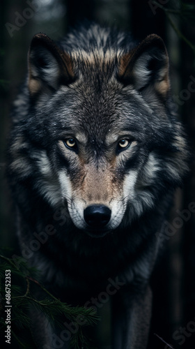 seamless wolf photo design for phone wallpaper created with Generative Ai © Andrii Yablonskyi