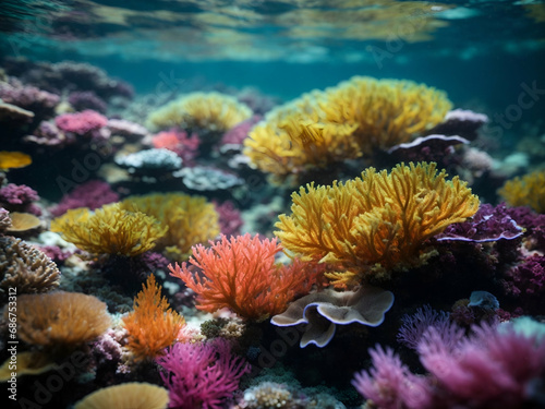 beautiful coral reef underwater, anemones, seaweed, undersea