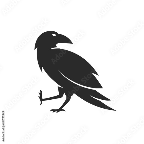 Raven logo. Raven silhouette for Coat of Arms. Heraldic symbol. Raven crest logo. Vector illustration