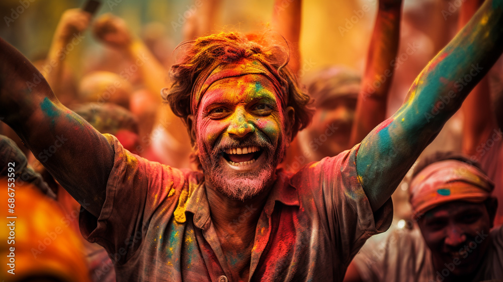 Holi celebrations in India. Holi is the festival of colors in India. generativa IA Holi celebrations in India. Holi is the festival of colors in India. generativa IA