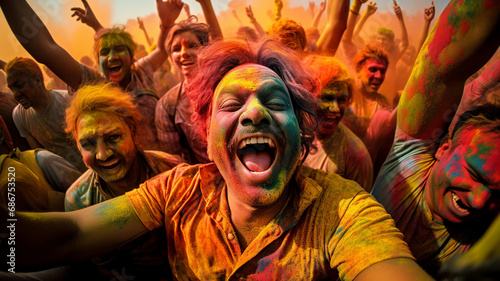 Holi color festival in India. Holi celebrations in India. generativa IA