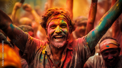 Holi celebrations in India. Holi is the festival of colors in India. generativa IA
