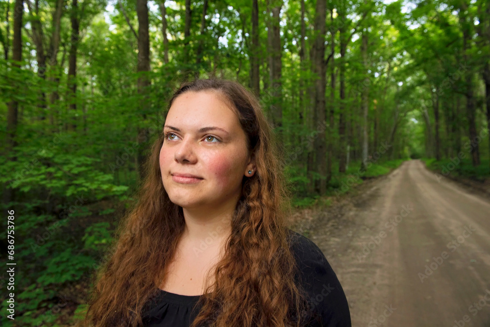 Outdoor portrait of a teenager girl; Walker, Minnesota, United States of America