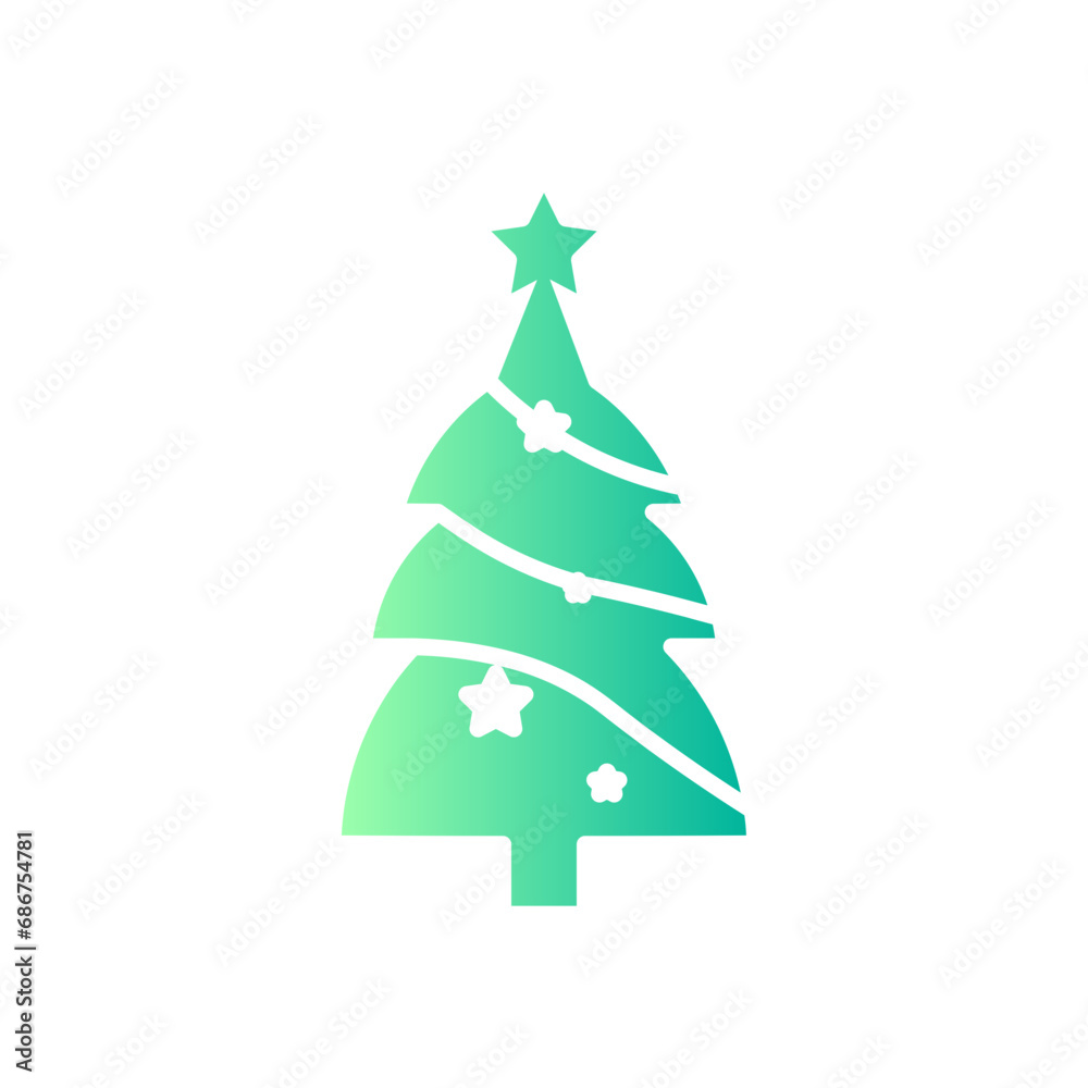 Fototapeta premium Christmas tree gradient icon