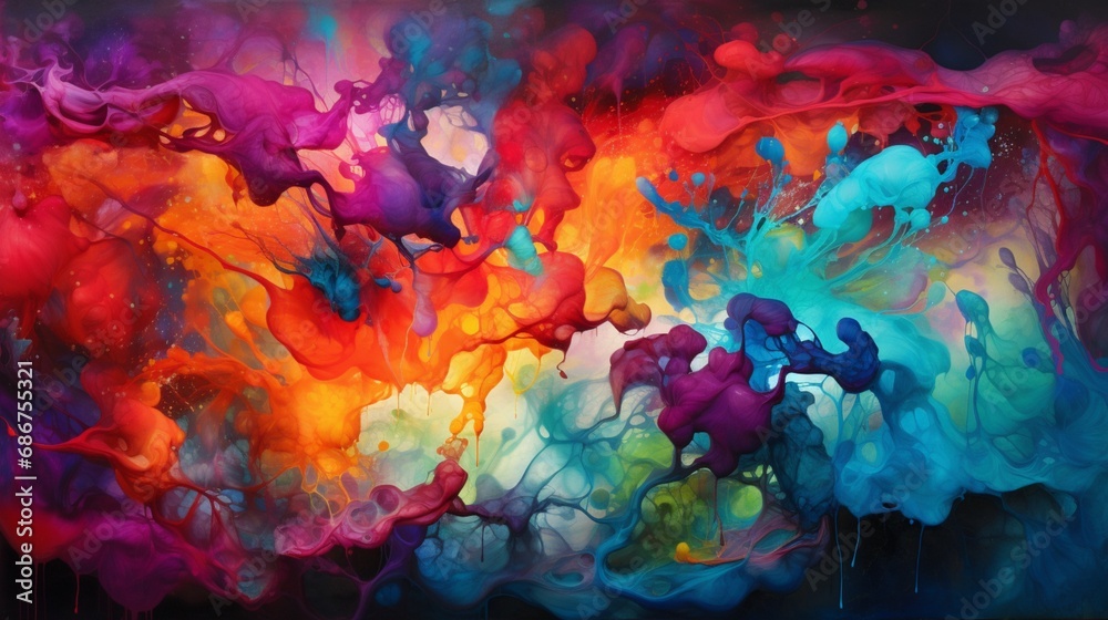 a vibrant and chaotic mix of colors that forms an intriguing background.