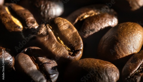Roasted Coffee Beans, Macro Shot, close-up. 