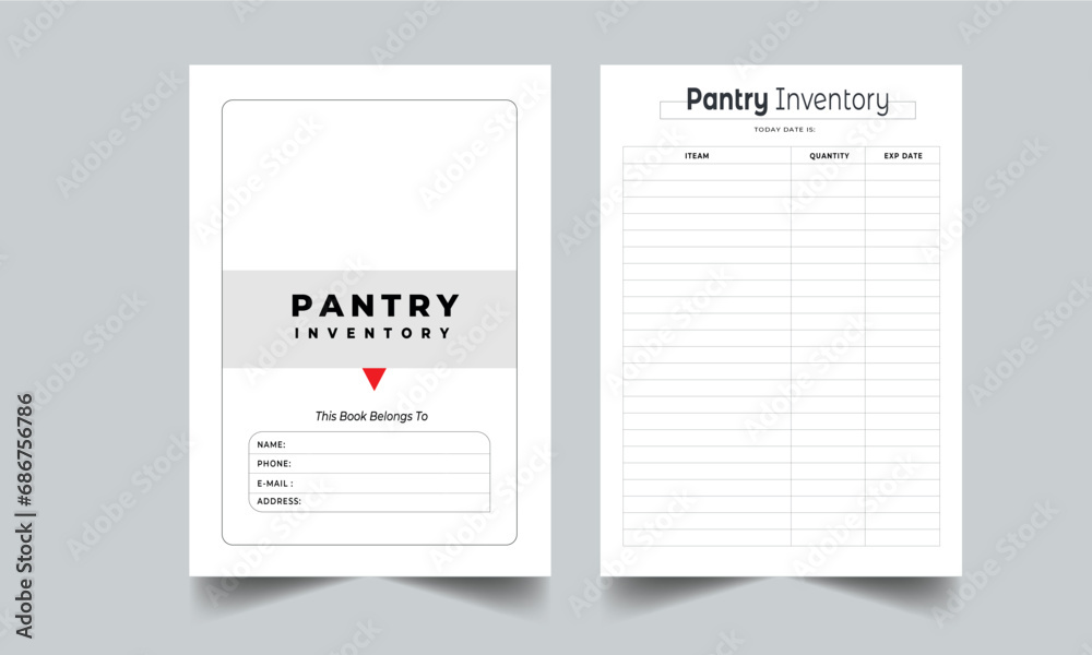 Pantry Inventory List - Inventor Log Book with cover page layout design template